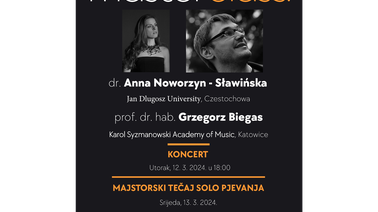 Koncert i masterclass - dr. Anna Noworzyn-Sławińska i prof. dr. hab. Grzegorz Biegas