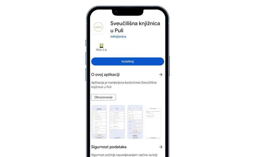 Aplikacija za pametne telefone "Sveučilišna knjižnica u Puli"