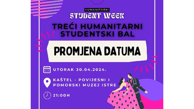 PROMJENA datuma Trećeg humanitarnog studentskog bala