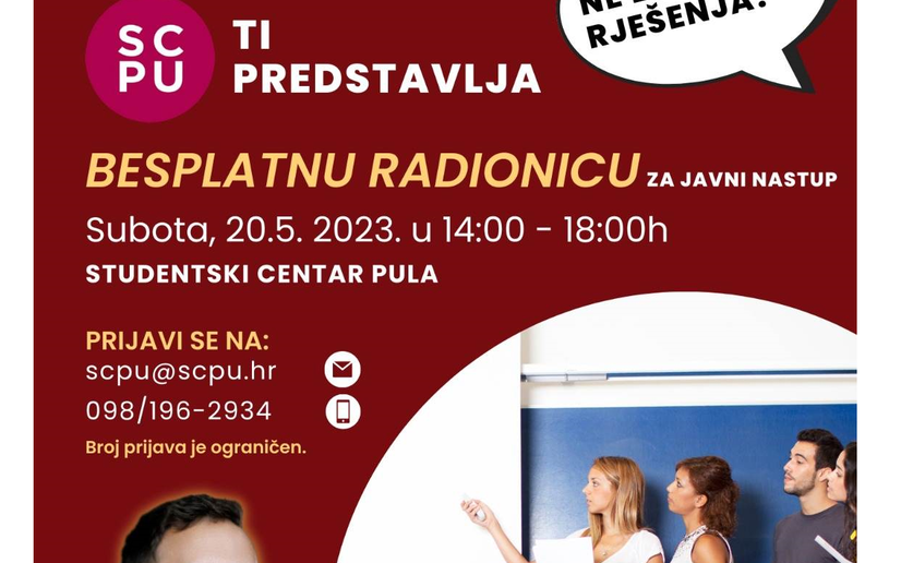 Studentski centar Pula Vam donosi hit radionicu javnog nastupa