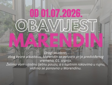 Obavijest o radnom vremenu objekta Marendin